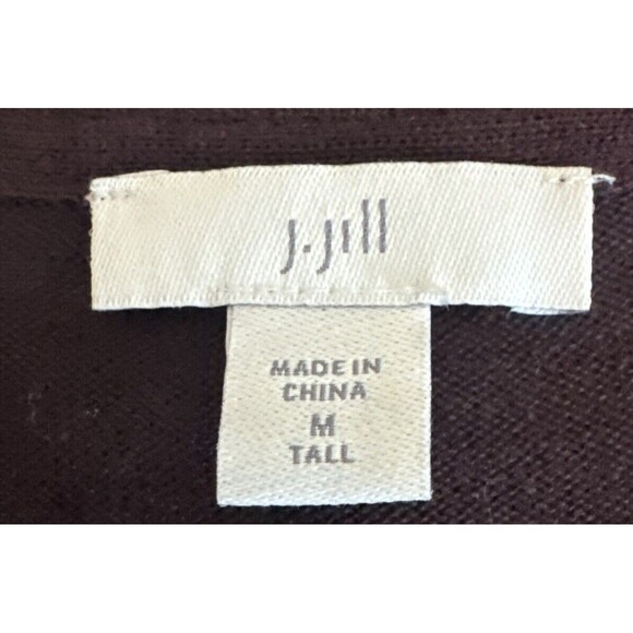 J. Jill Deep PURPLE Button Front Long Knit Cardigan Pockets Cotton Rayon M Tall - Picture 5 of 9